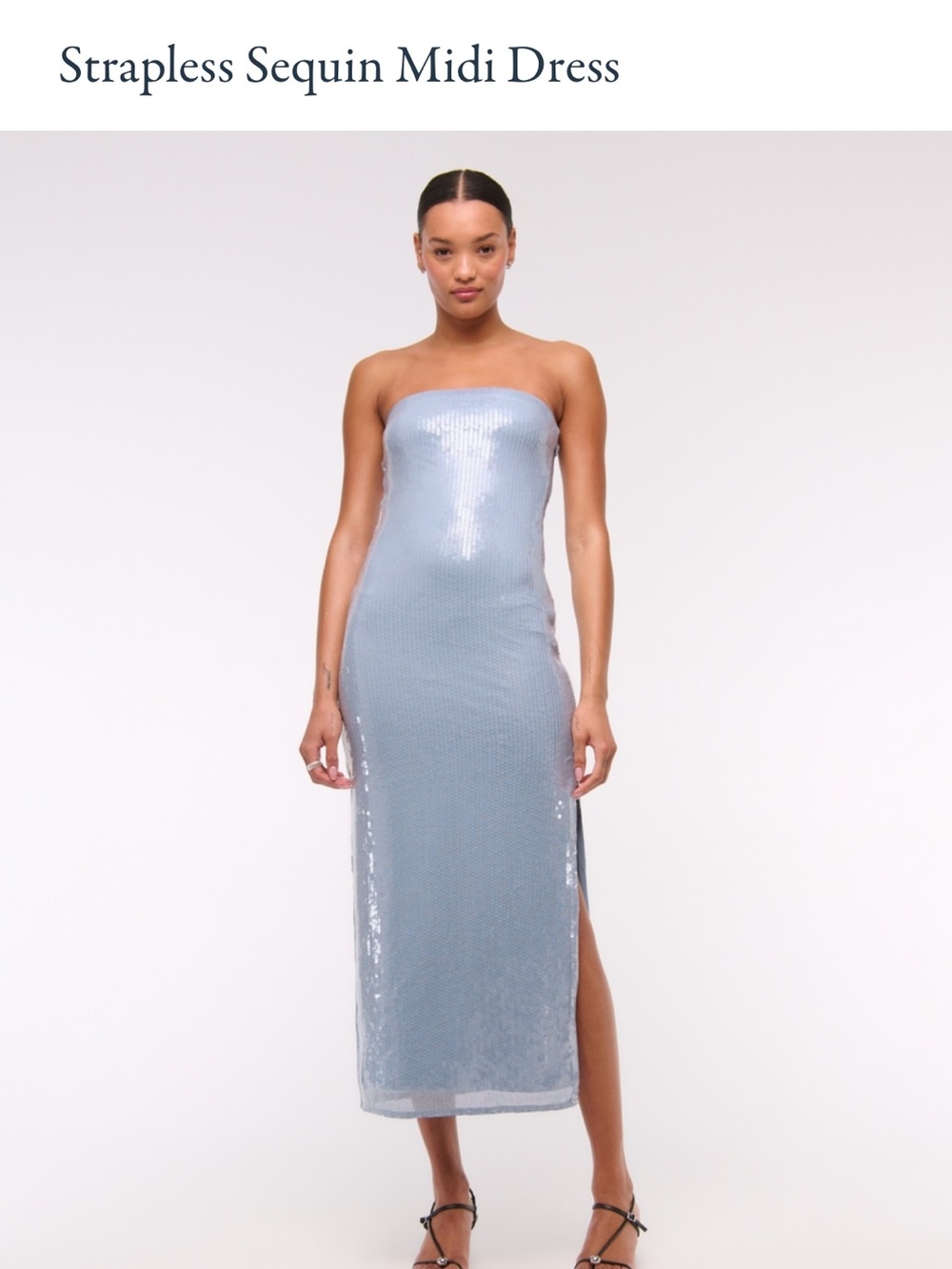 Abercrombie & Fitch Strapless Sequin Midi Dress in Light Blue